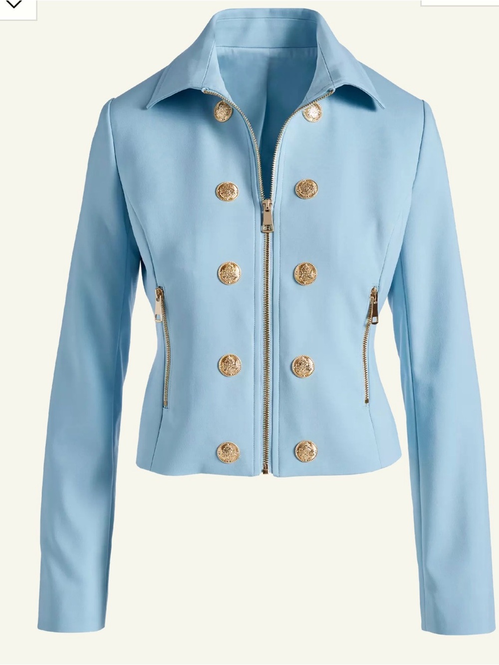 Boston Proper Pale Blue Double-Breasted Blazer with Gold Buttons